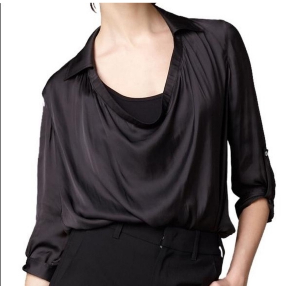 {sold on e} VINCE cowl neck satin blouse 2